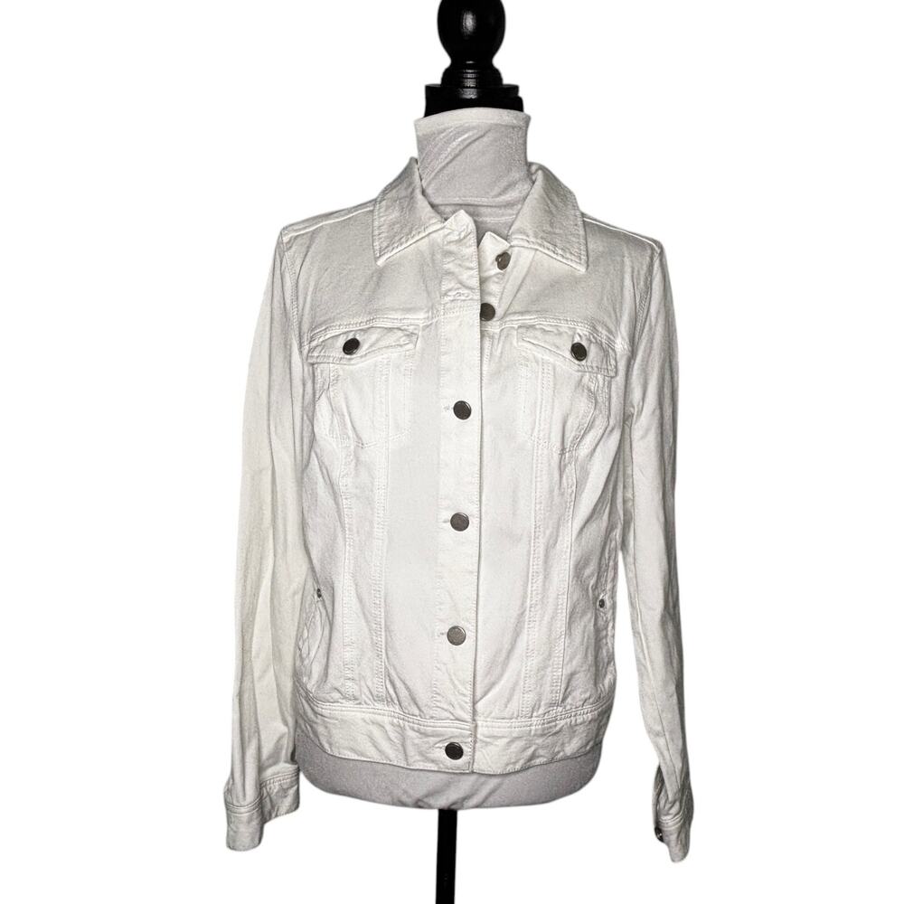 Liverpool Los Angeles Classic Jean Jacket Bright White Size Medium - Picture 2 of 11